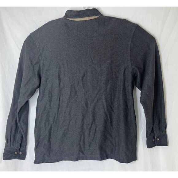 Vintage LL Bean Herring Bone Polo Ruby Long Sleeve Size Large Regular Fit Shirt - Picture 2 of 3